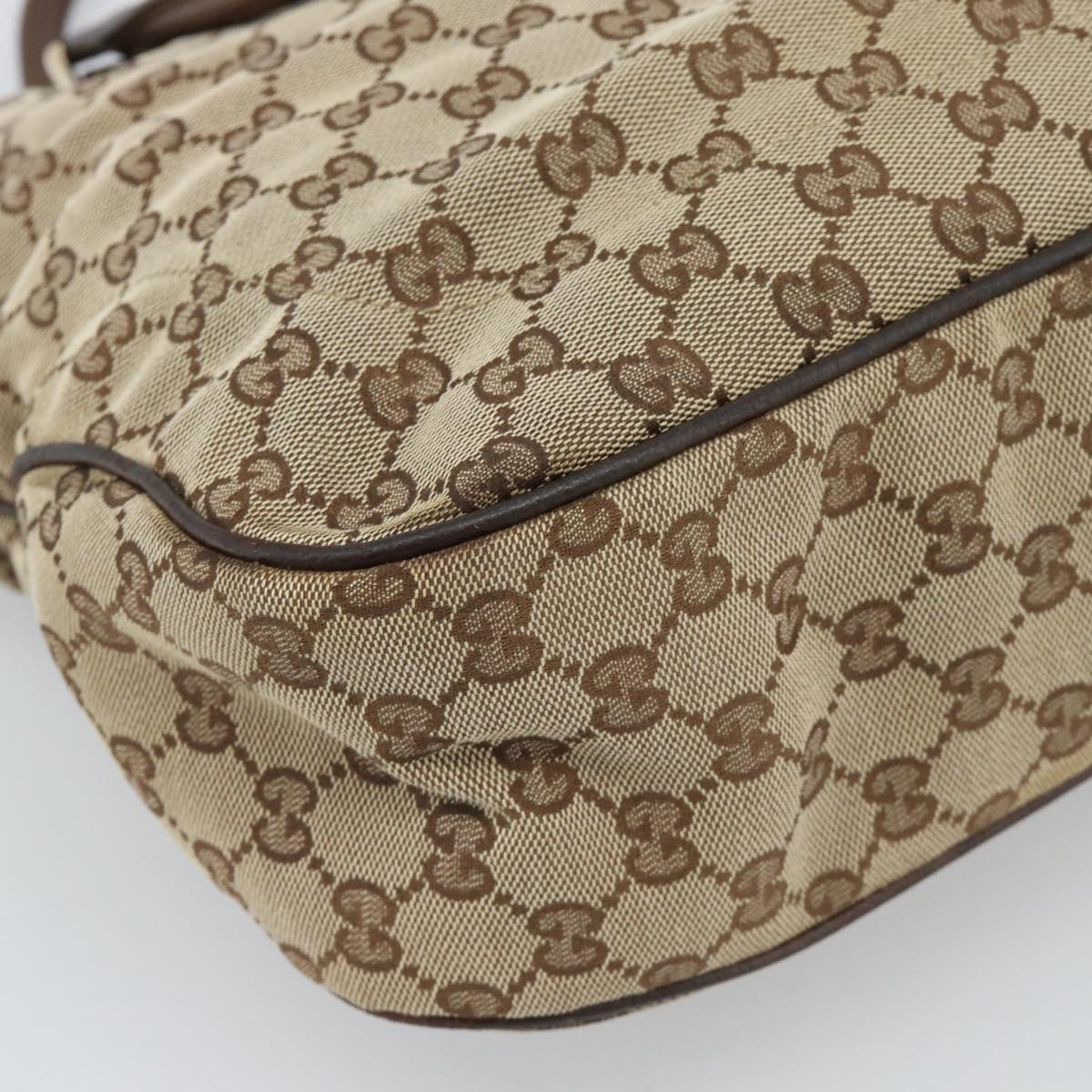 GUCCI GG Canvas Hand Bag Beige Gold 145818 Auth mr2688