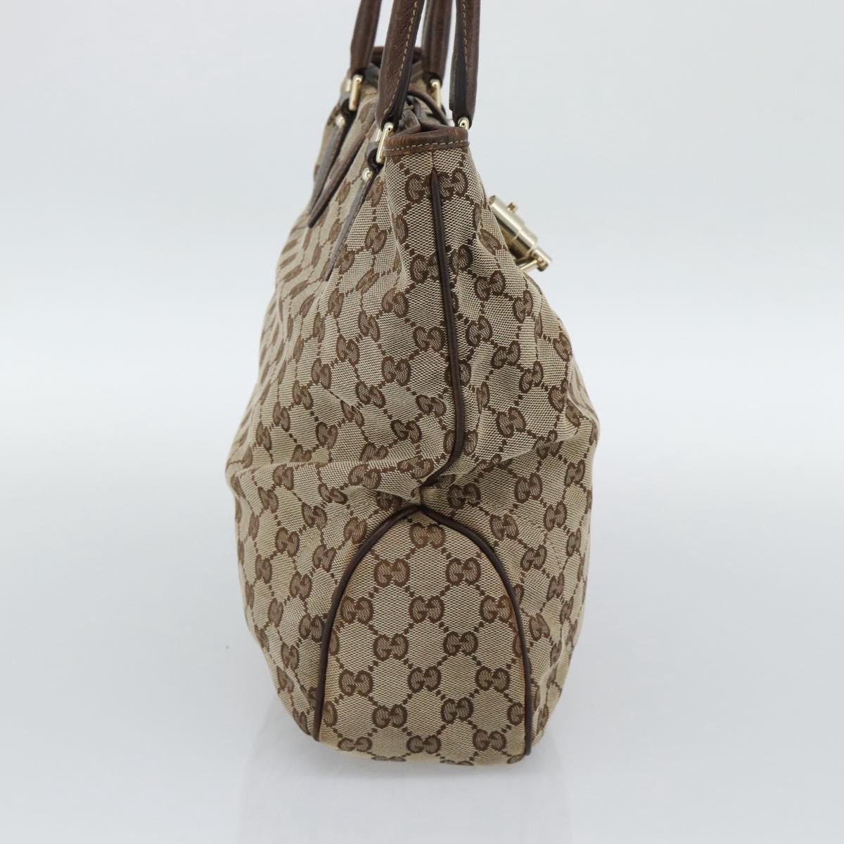 GUCCI GG Canvas Hand Bag Beige Gold 145818 Auth mr2688