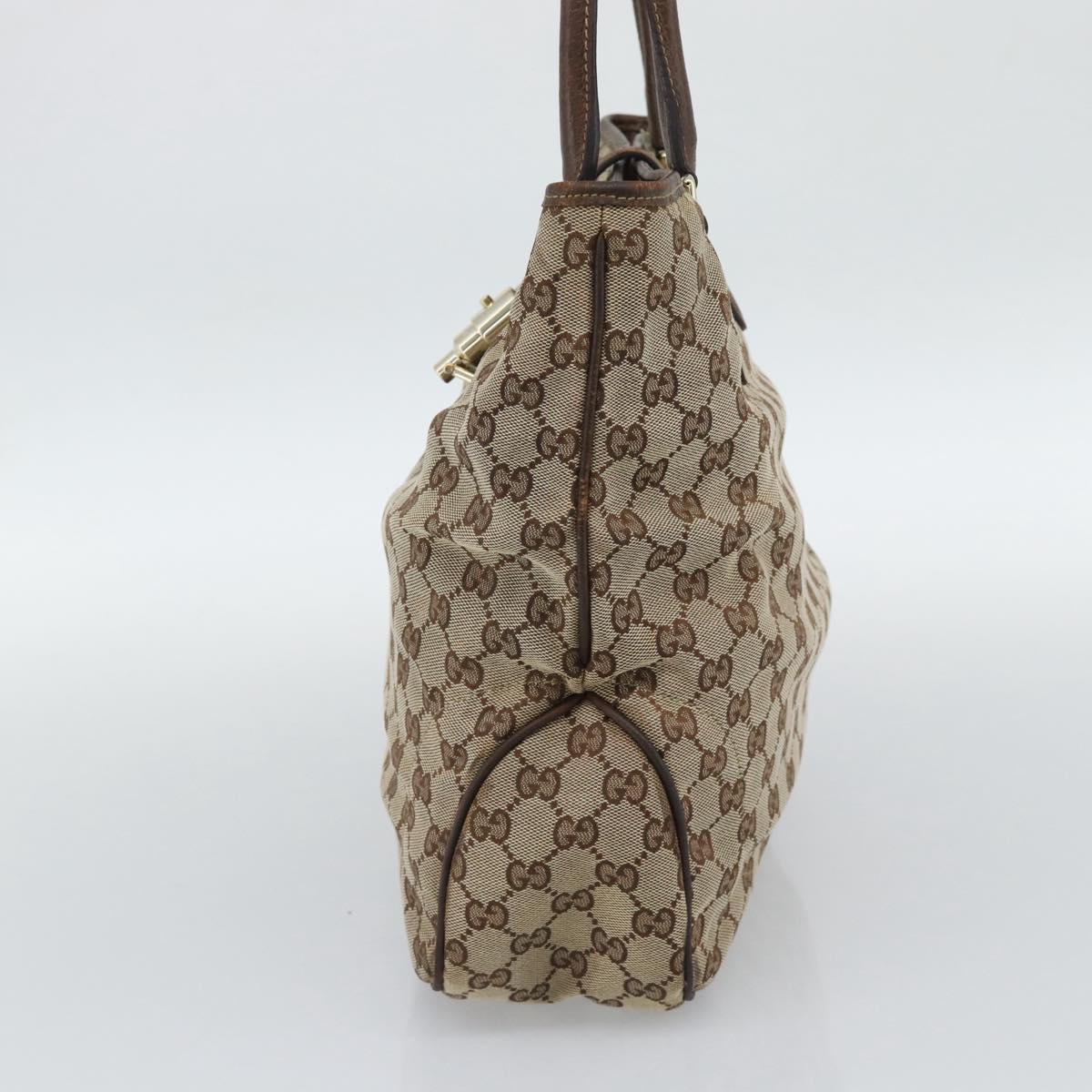 GUCCI GG Canvas Hand Bag Beige Gold 145818 Auth mr2688