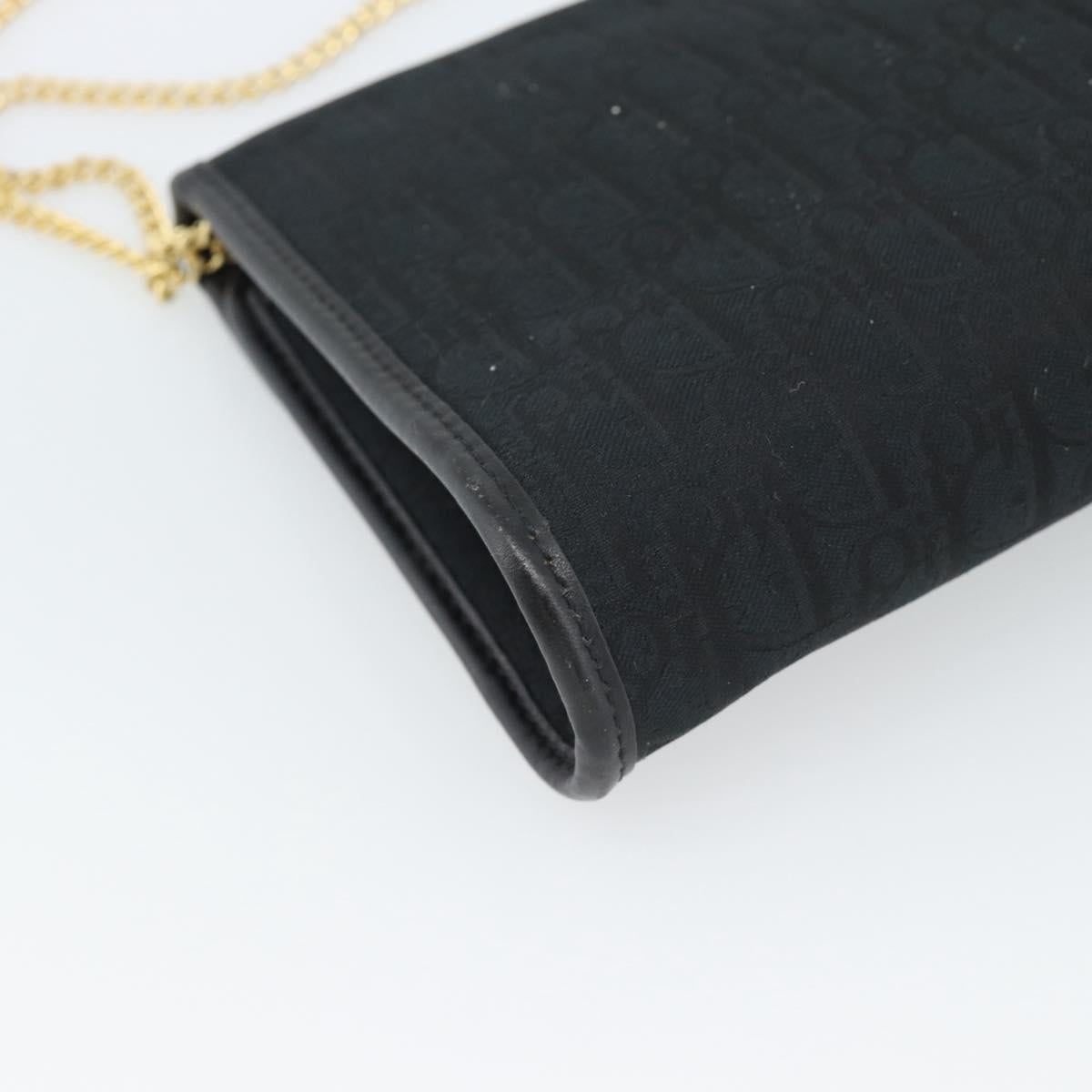 Christian Dior Trotter Canvas Chain Shoulder Bag Black Gold Auth mr2689A