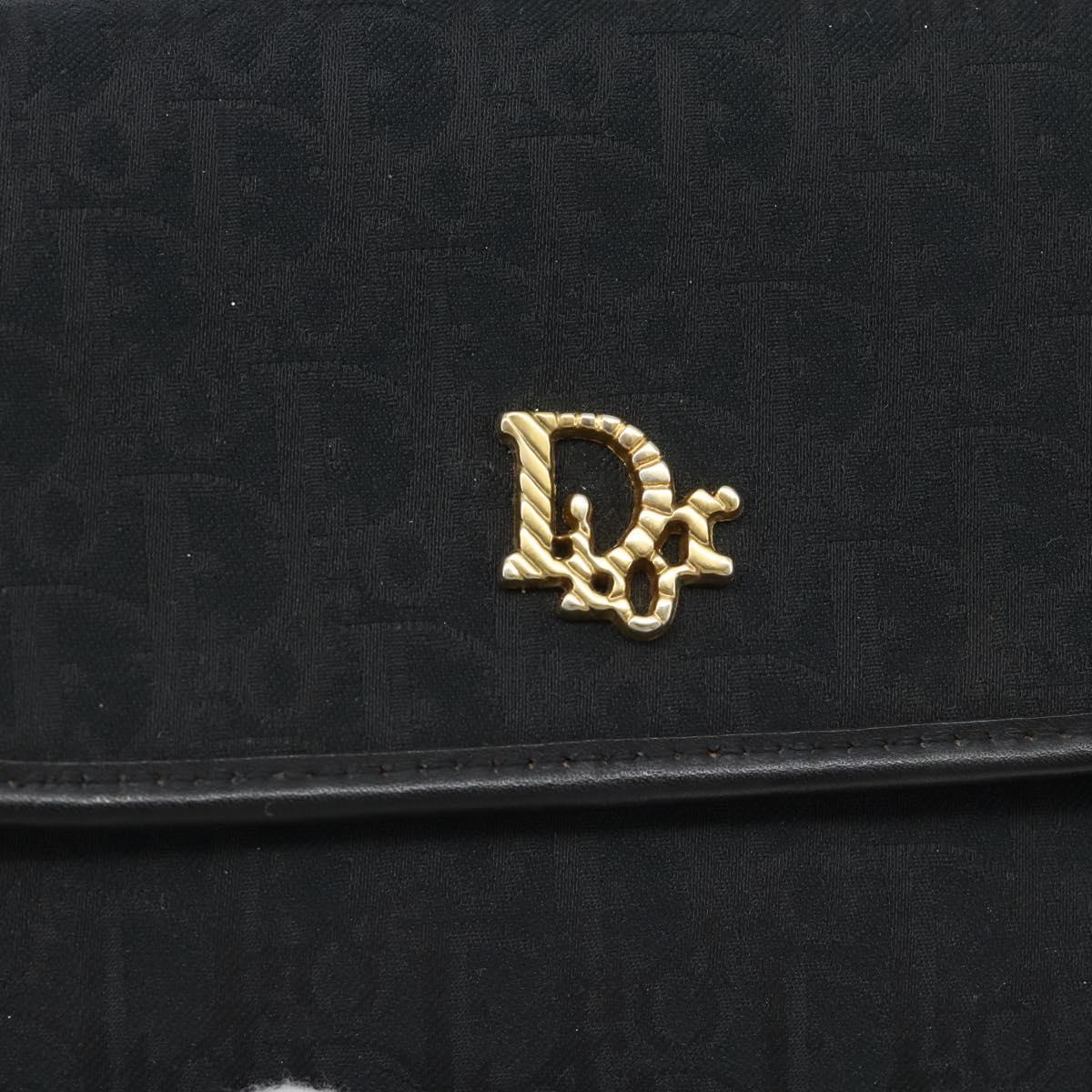 Christian Dior Trotter Canvas Chain Shoulder Bag Black Gold Auth mr2689A