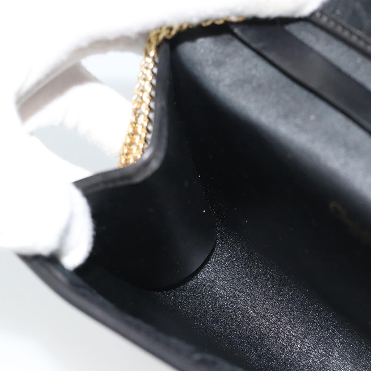 Christian Dior Trotter Canvas Chain Shoulder Bag Black Gold Auth mr2689A