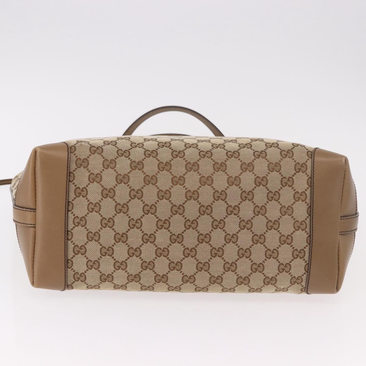 GUCCI GG Canvas Tote Bag Beige Gold 247209 Auth mr2690A