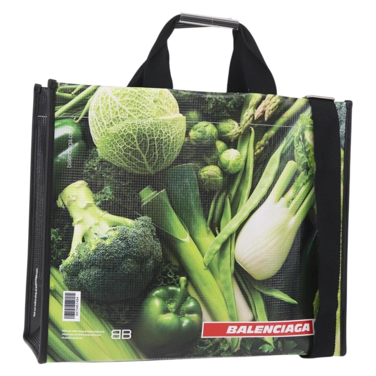 BALENCIAGA Antwerp Tote Bag Leather 2way Green Silver 787982 Auth mr2691V