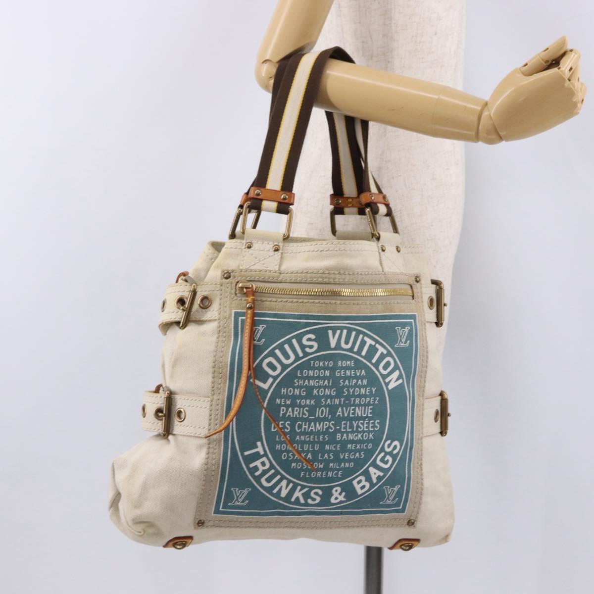 LOUIS VUITTON Cruise line Glove shopper MM Bag Canvas Beige M95114 Auth mr2692A