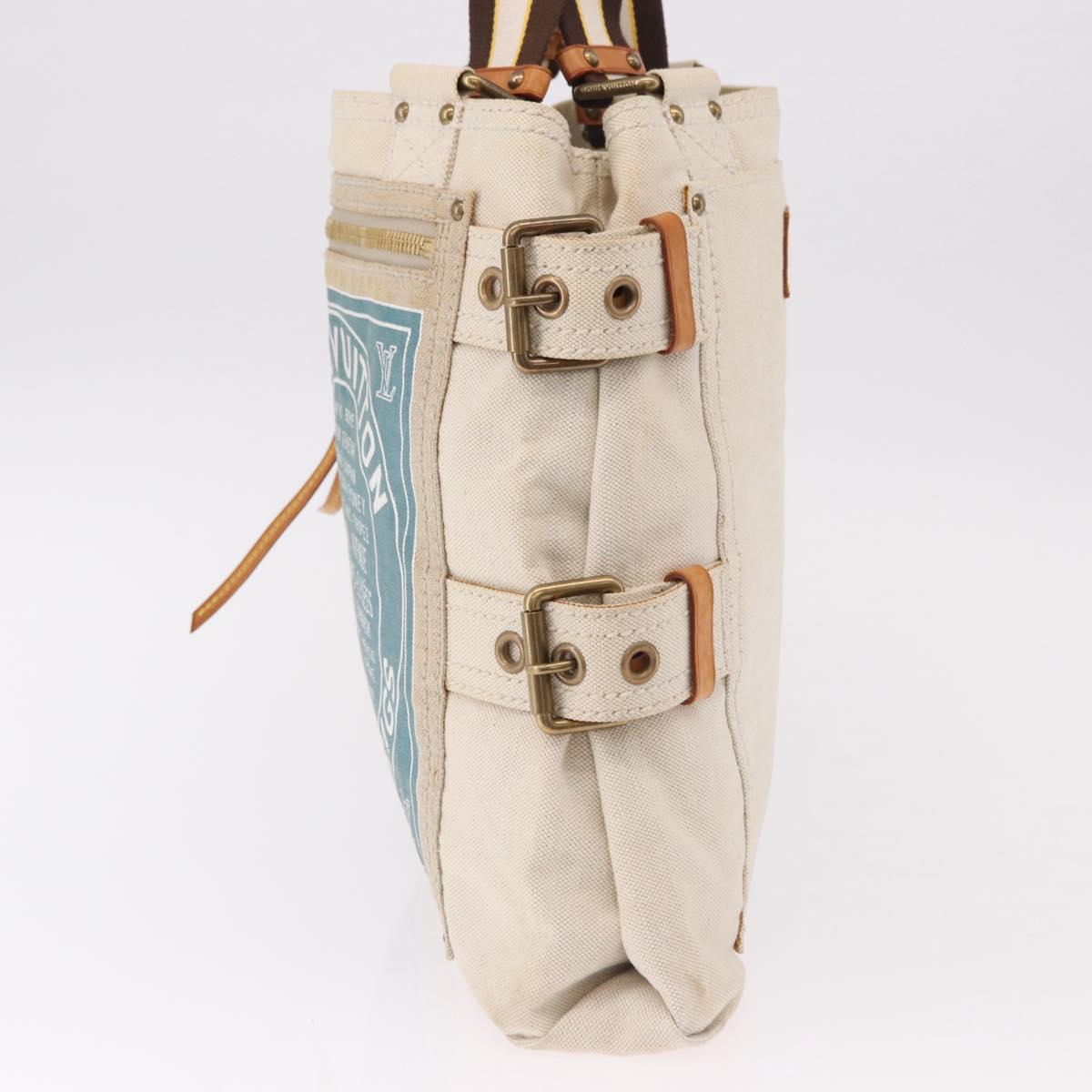 LOUIS VUITTON Cruise line Glove shopper MM Bag Canvas Beige M95114 Auth mr2692A