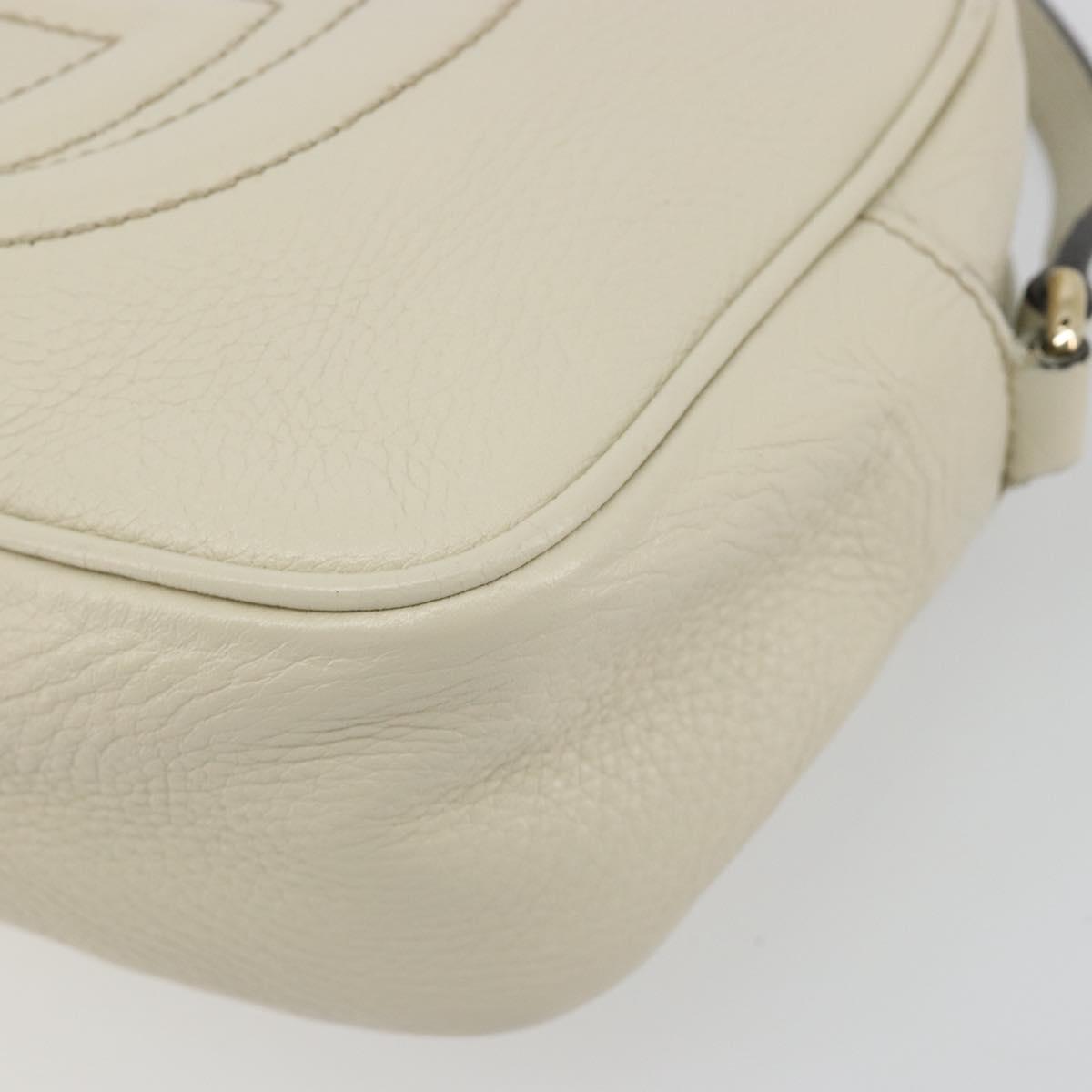 GUCCI Shoulder Bag Leather White Gold 308364 Auth mr2693