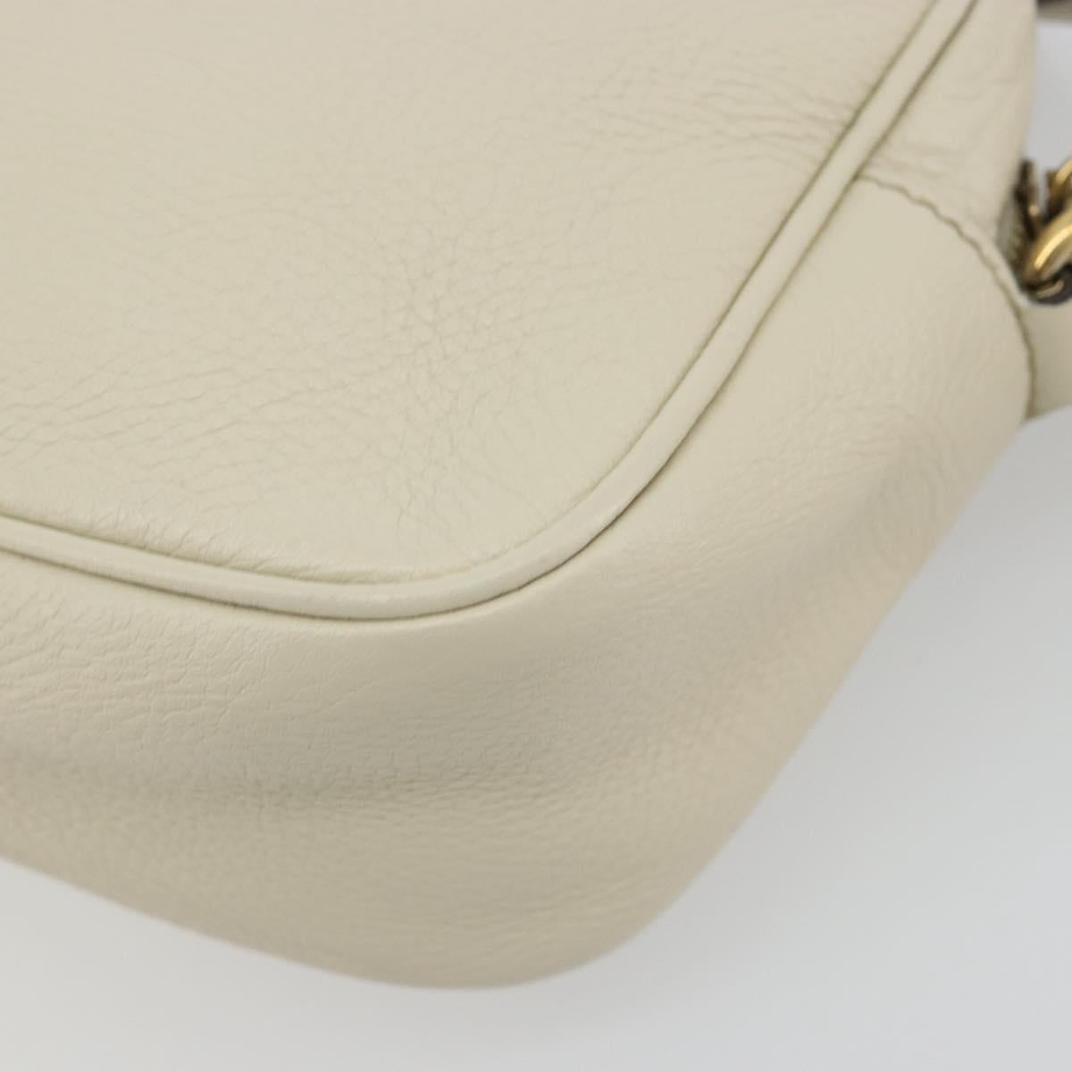 GUCCI Shoulder Bag Leather White Gold 308364 Auth mr2693