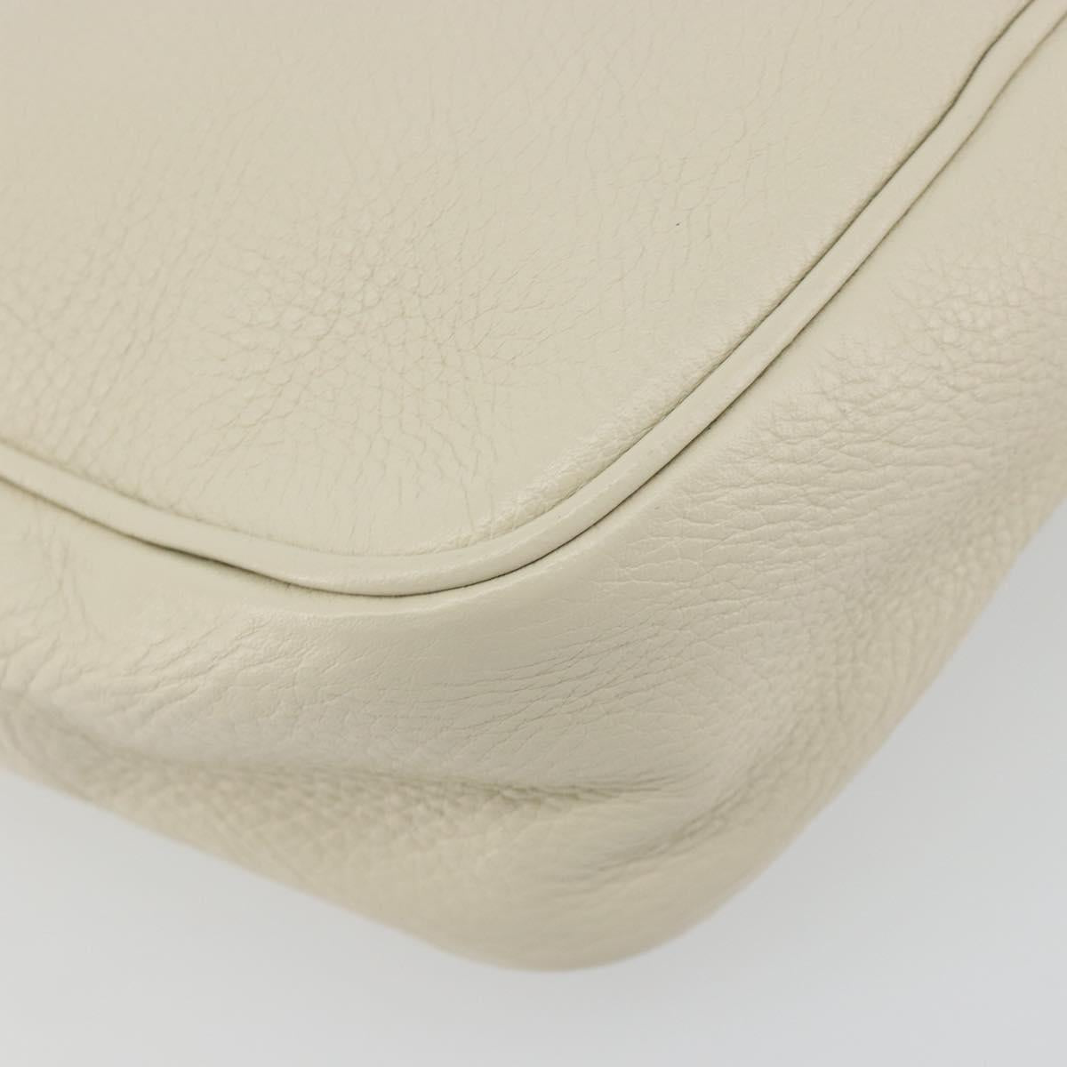GUCCI Shoulder Bag Leather White Gold 308364 Auth mr2693