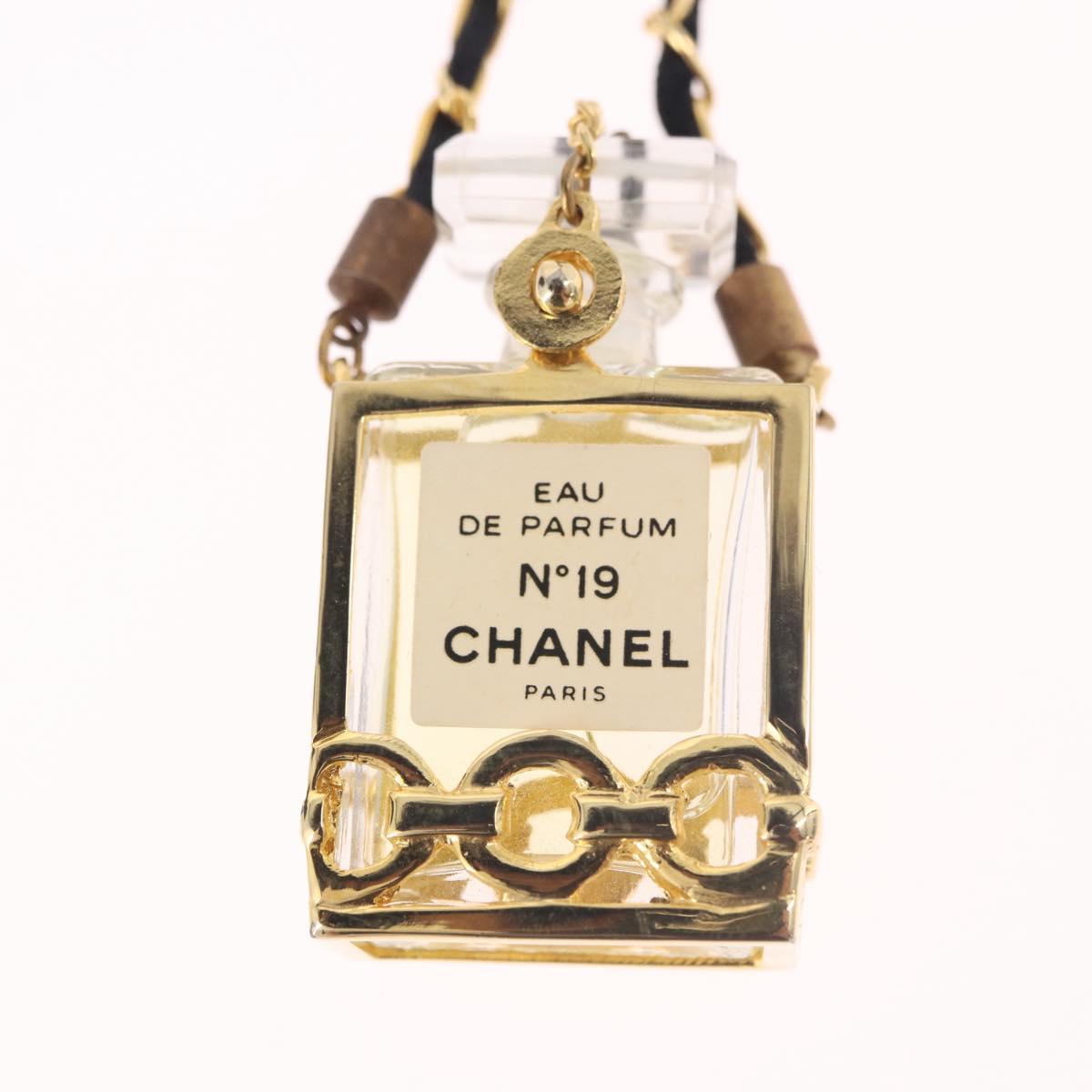 CHANEL Perfume Necklace Metal Gold CC Auth mr2694