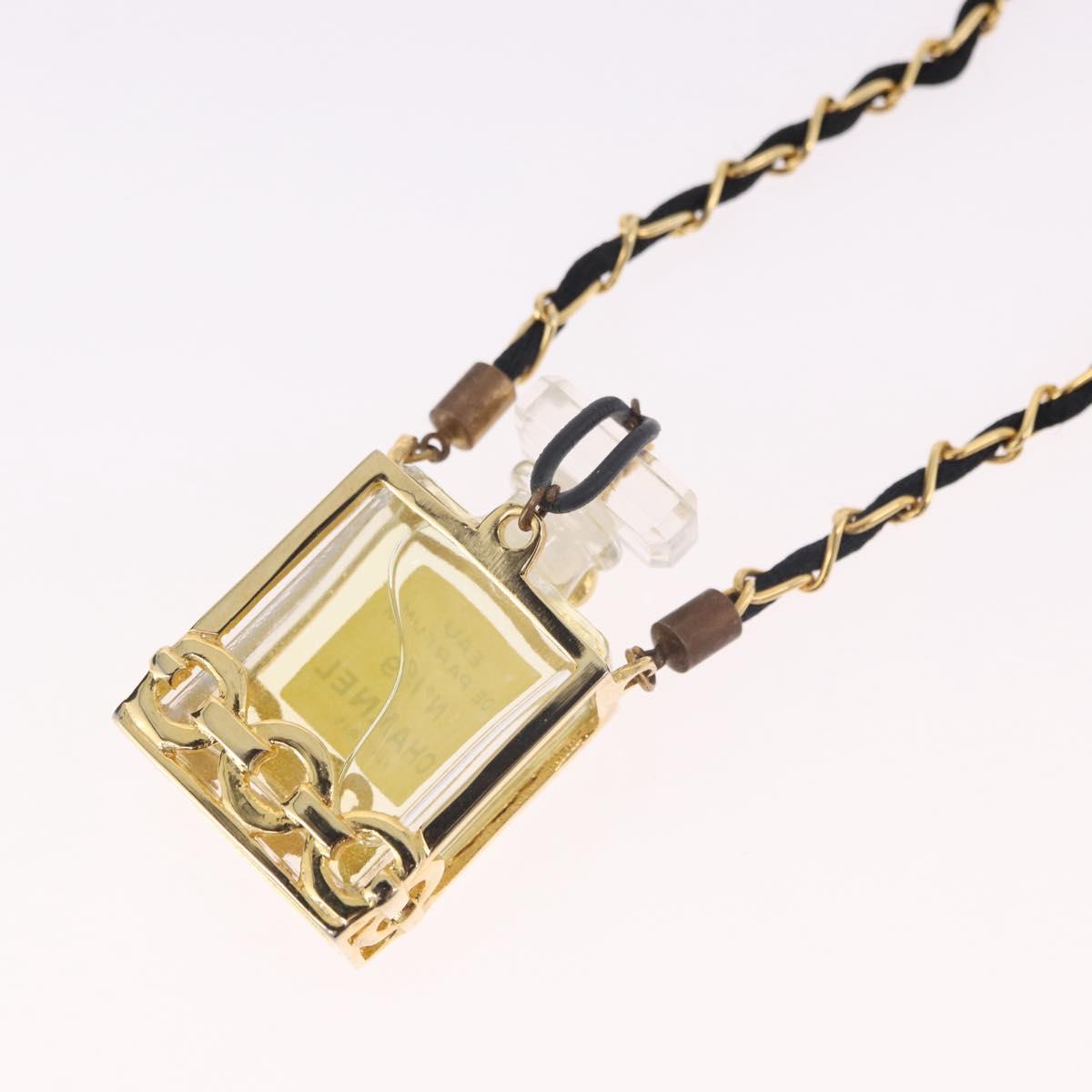 CHANEL Perfume Necklace Metal Gold CC Auth mr2694