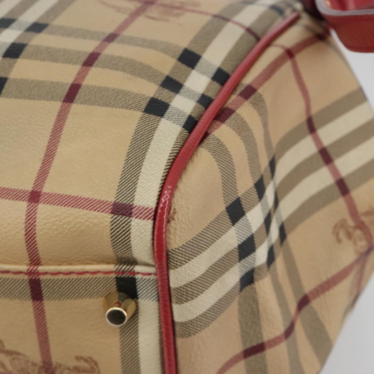 BURBERRY Nova Check Shoulder Bag PVC Beige Gold Auth mr2695
