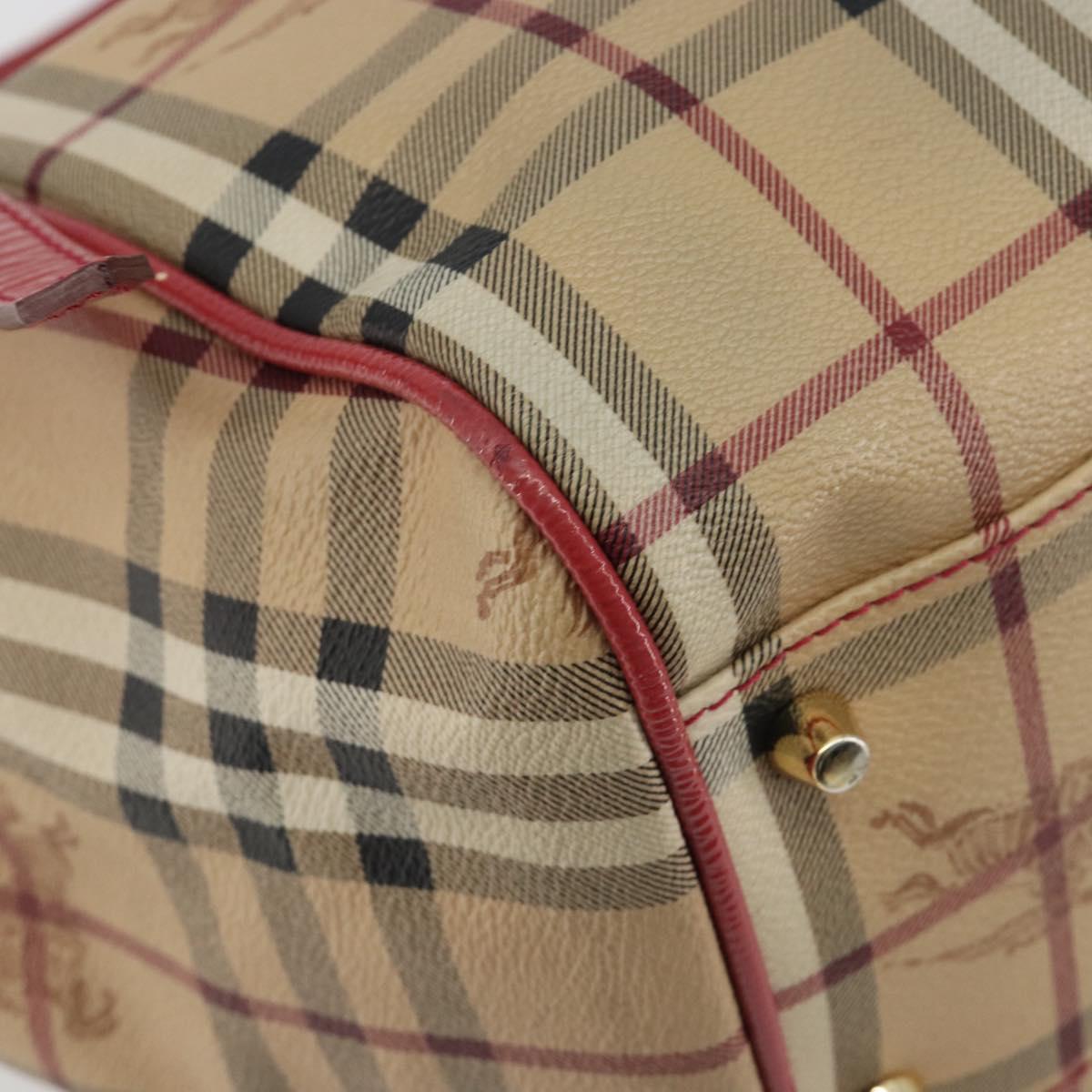 BURBERRY Nova Check Shoulder Bag PVC Beige Gold Auth mr2695