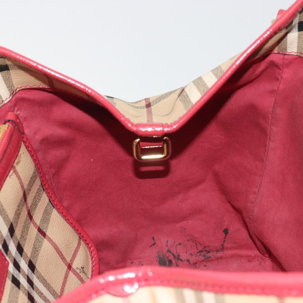 BURBERRY Nova Check Shoulder Bag PVC Beige Gold Auth mr2695