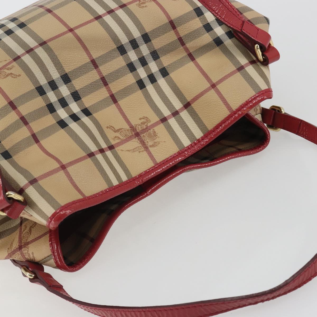 BURBERRY Nova Check Shoulder Bag PVC Beige Gold Auth mr2695