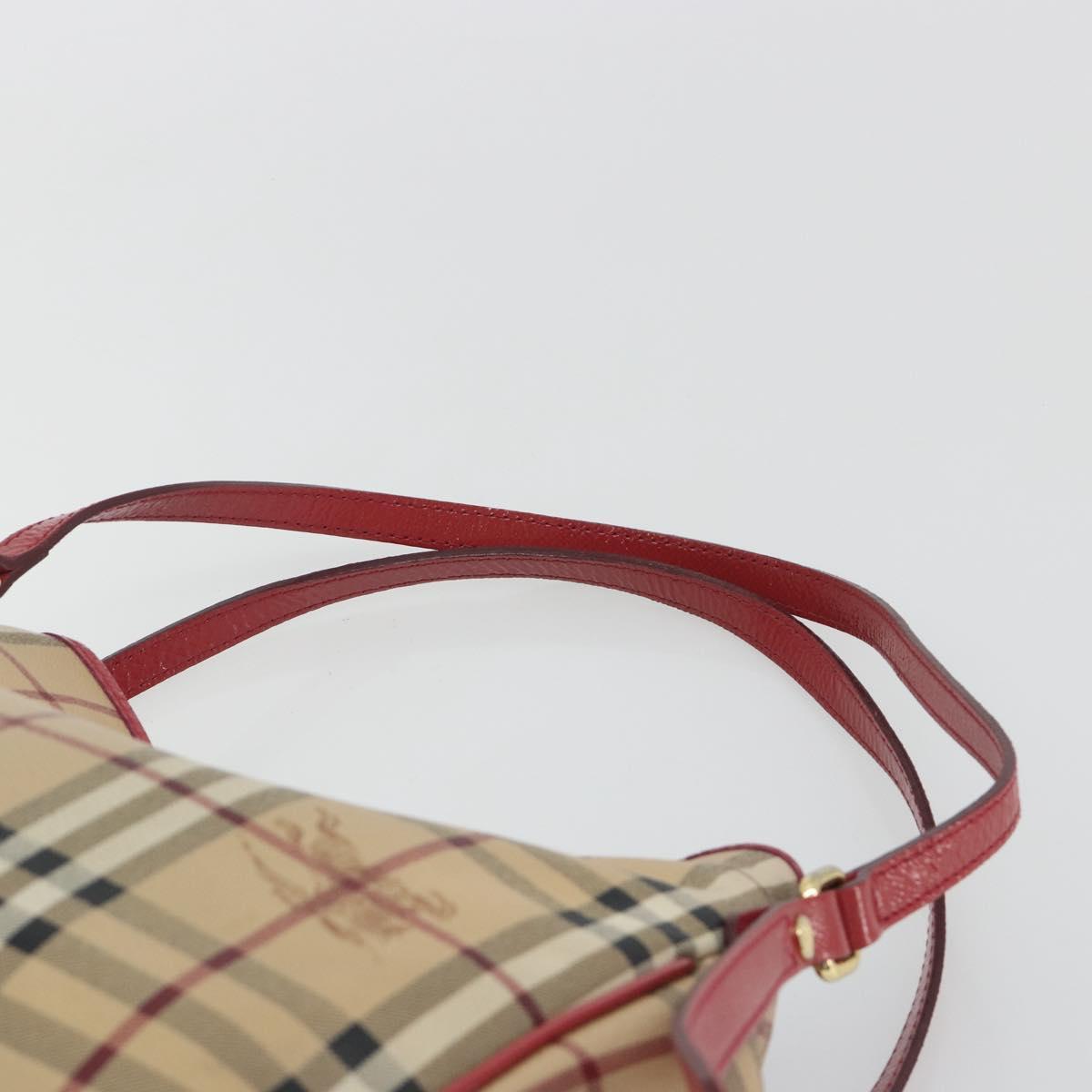 BURBERRY Nova Check Shoulder Bag PVC Beige Gold Auth mr2695