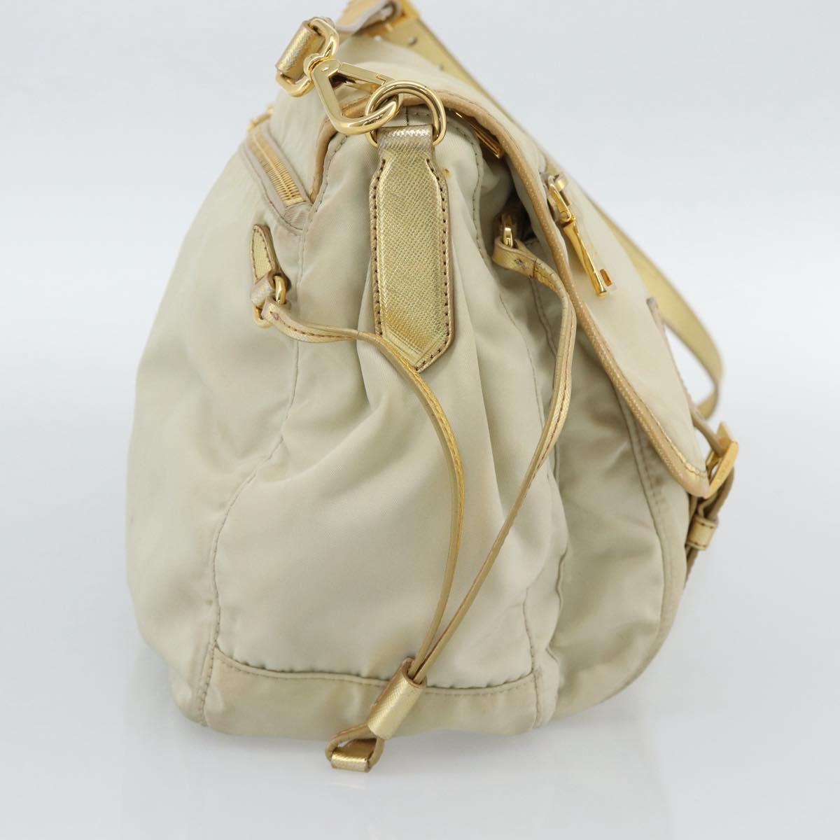 PRADA Shoulder Bag Nylon Gold Auth mr2696