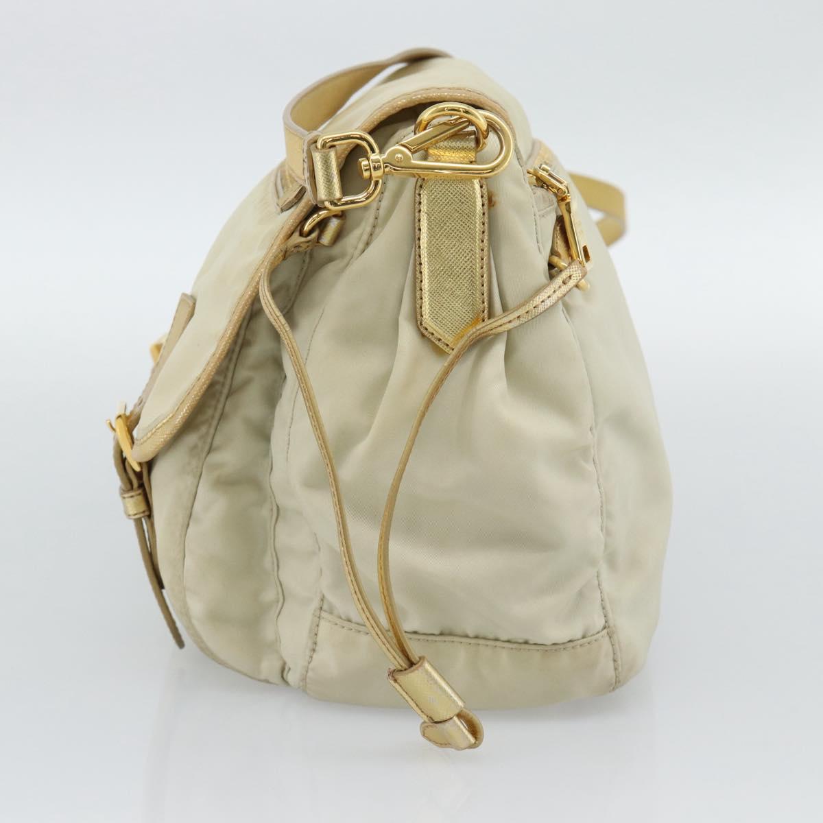PRADA Shoulder Bag Nylon Gold Auth mr2696