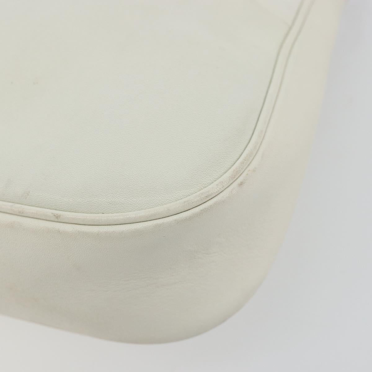 GUCCI Bamboo Shoulder Bag Leather White Silver 001 3870 Auth mr2697