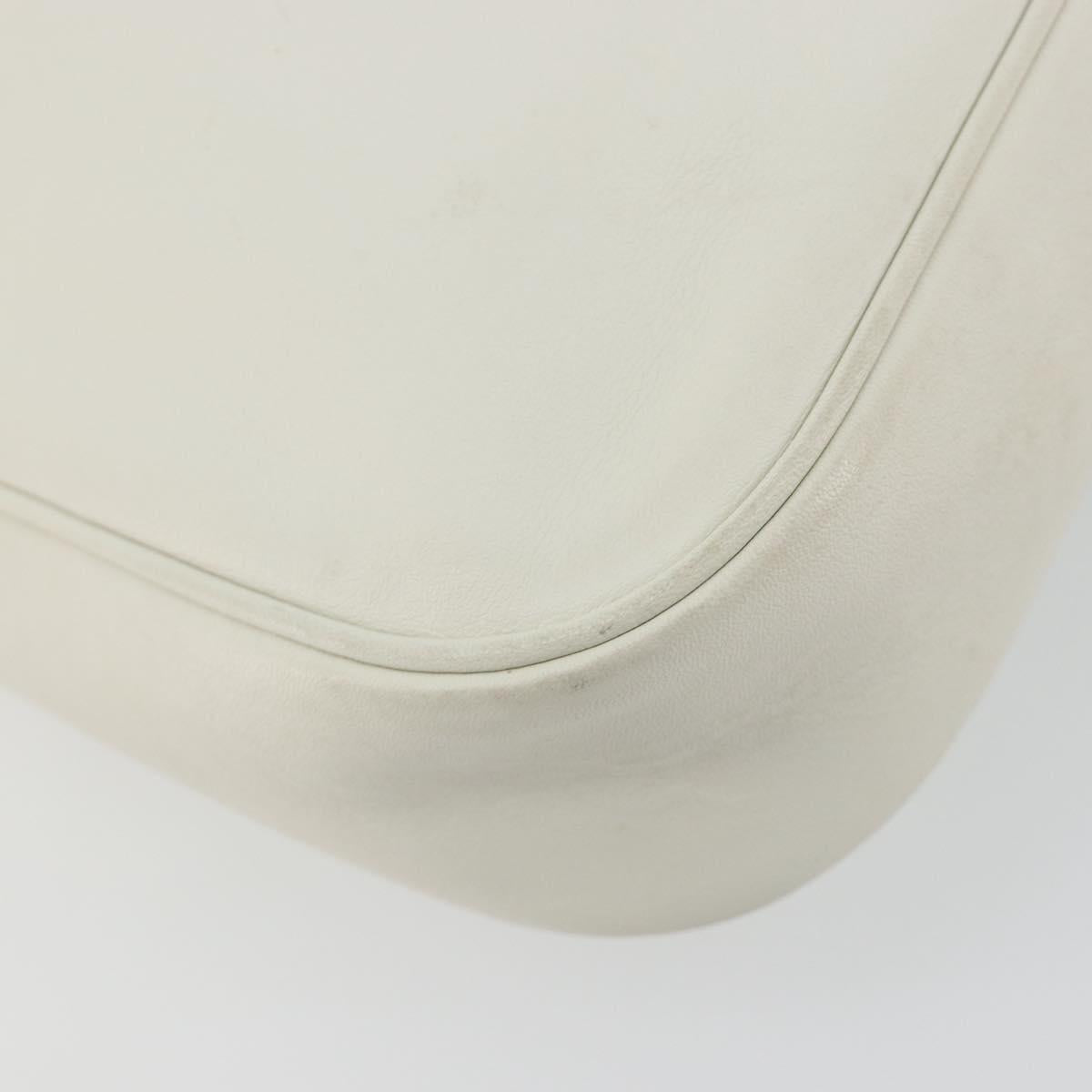 GUCCI Bamboo Shoulder Bag Leather White Silver 001 3870 Auth mr2697