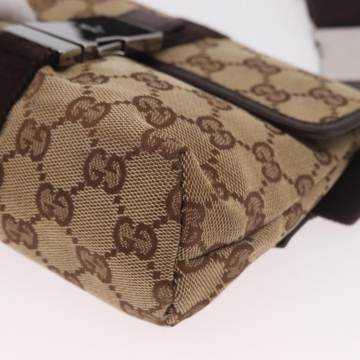 GUCCI GG Canvas Body Bag Beige Silver 131236 Auth mr2698