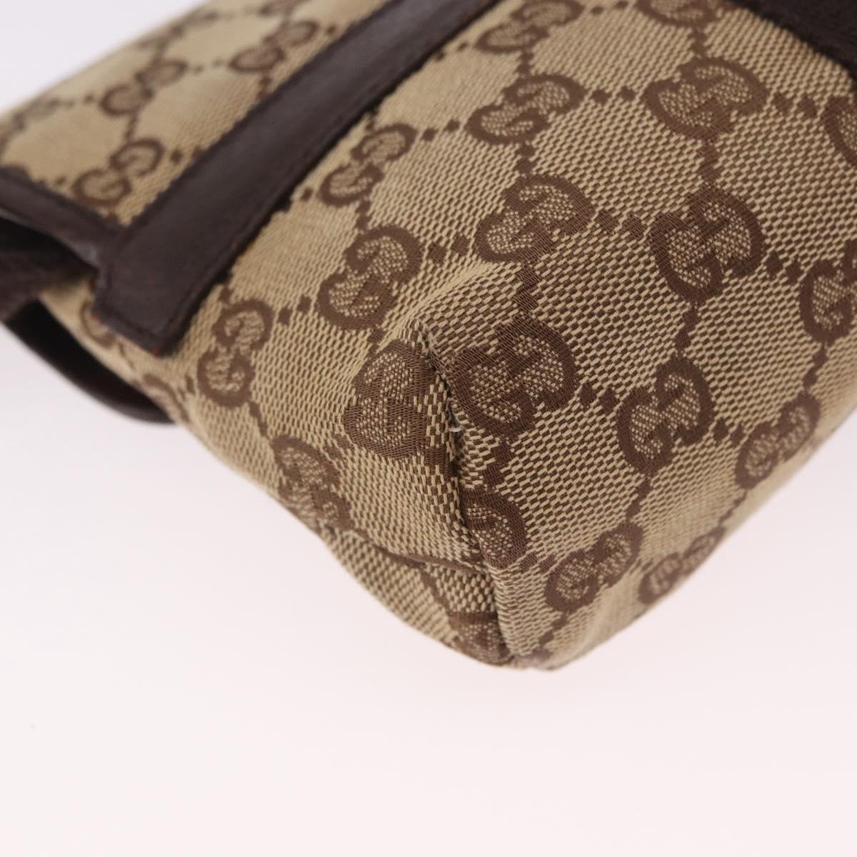 GUCCI GG Canvas Body Bag Beige Silver 131236 Auth mr2698