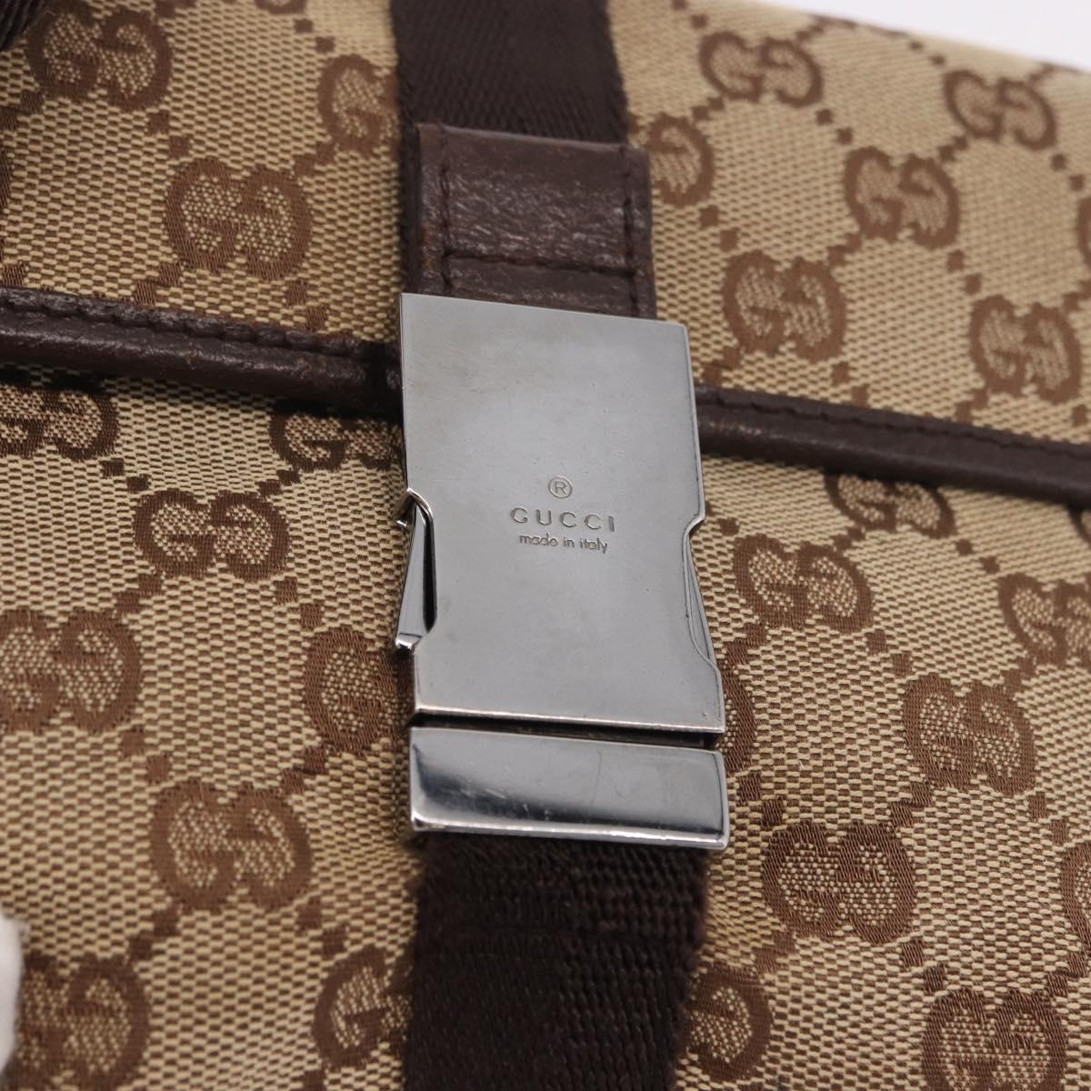 GUCCI GG Canvas Body Bag Beige Silver 131236 Auth mr2698