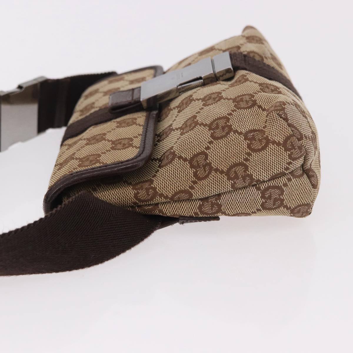 GUCCI GG Canvas Body Bag Beige Silver 131236 Auth mr2698