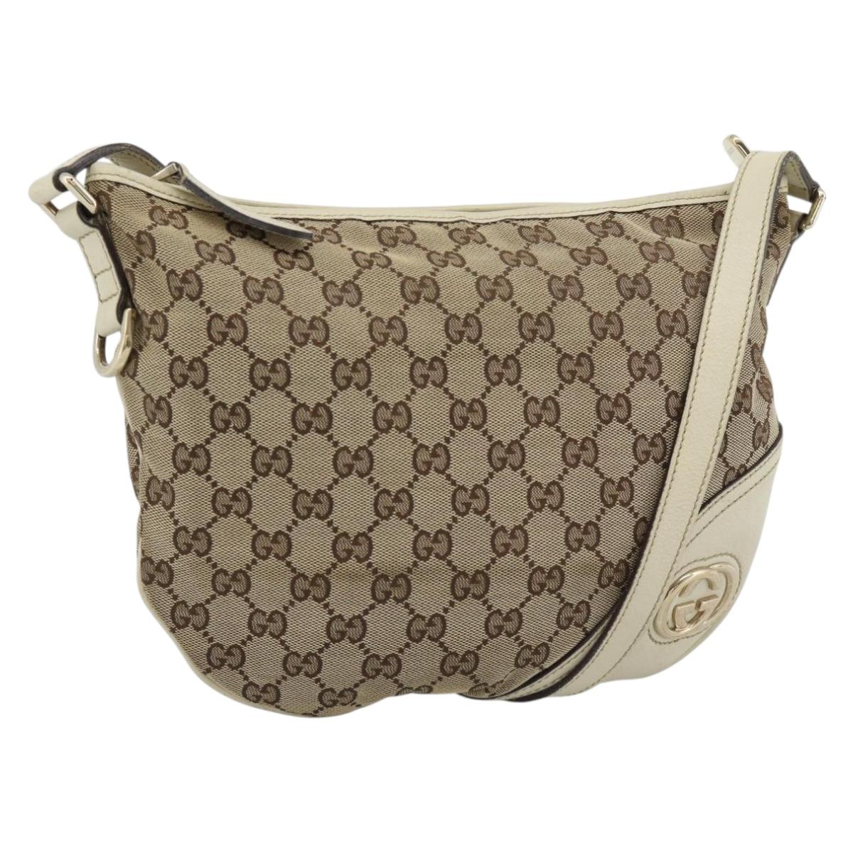 GUCCI GG Canvas Newbrit Shoulder Bag Beige Gold 169998 Auth mr2699A