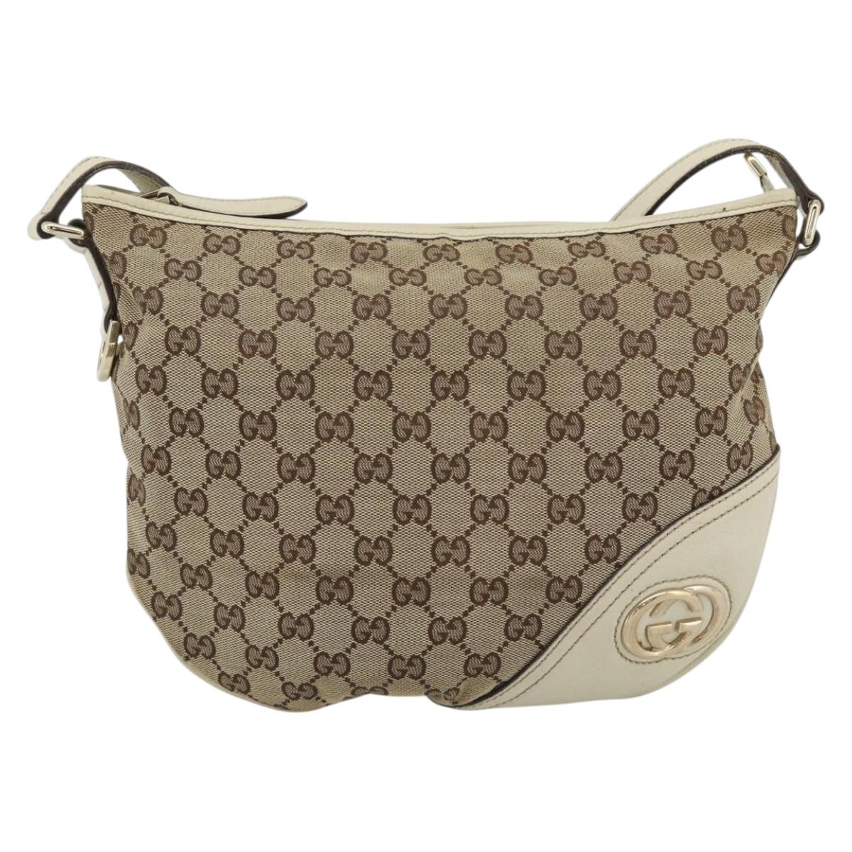 GUCCI GG Canvas Newbrit Shoulder Bag Beige Gold 169998 Auth mr2699A