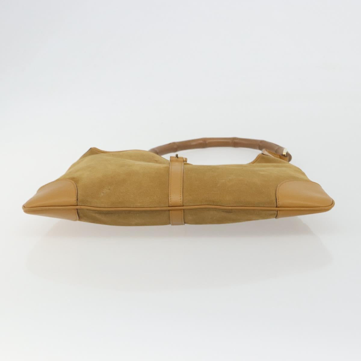GUCCI Bamboo Shoulder Bag Suede Leather Brown Gold 001 4060 Auth mr2700A
