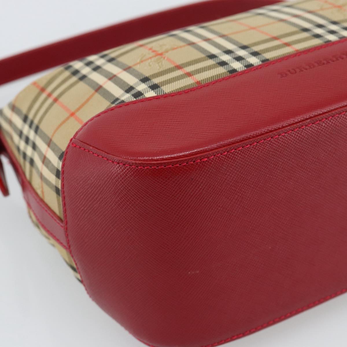 BURBERRY Nova Check Hand Bag Canvas Beige Gold Auth mr2701