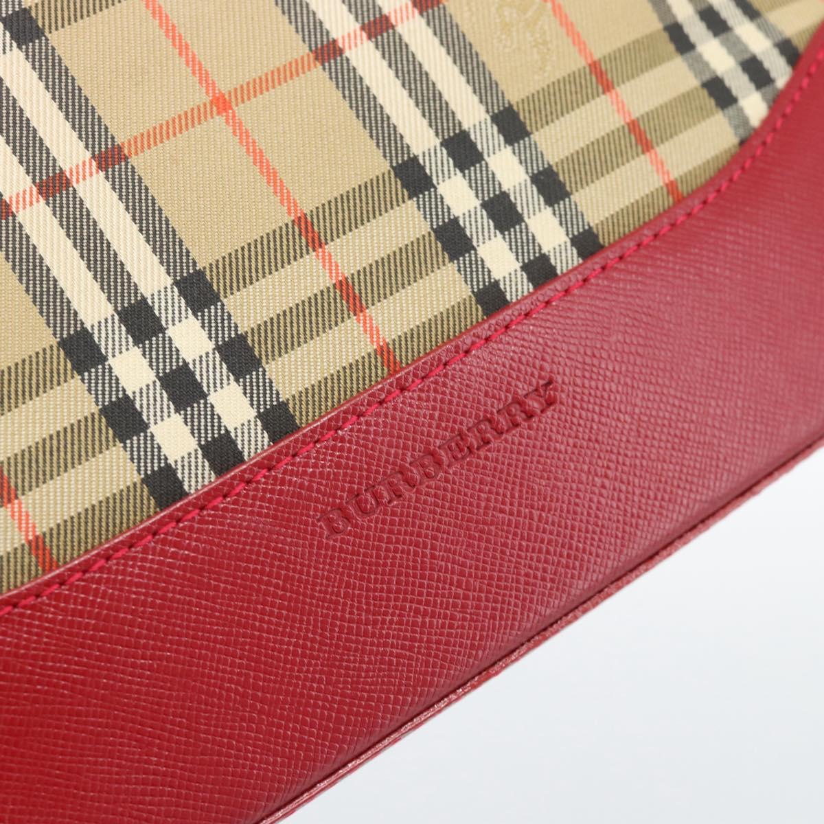 BURBERRY Nova Check Hand Bag Canvas Beige Gold Auth mr2701