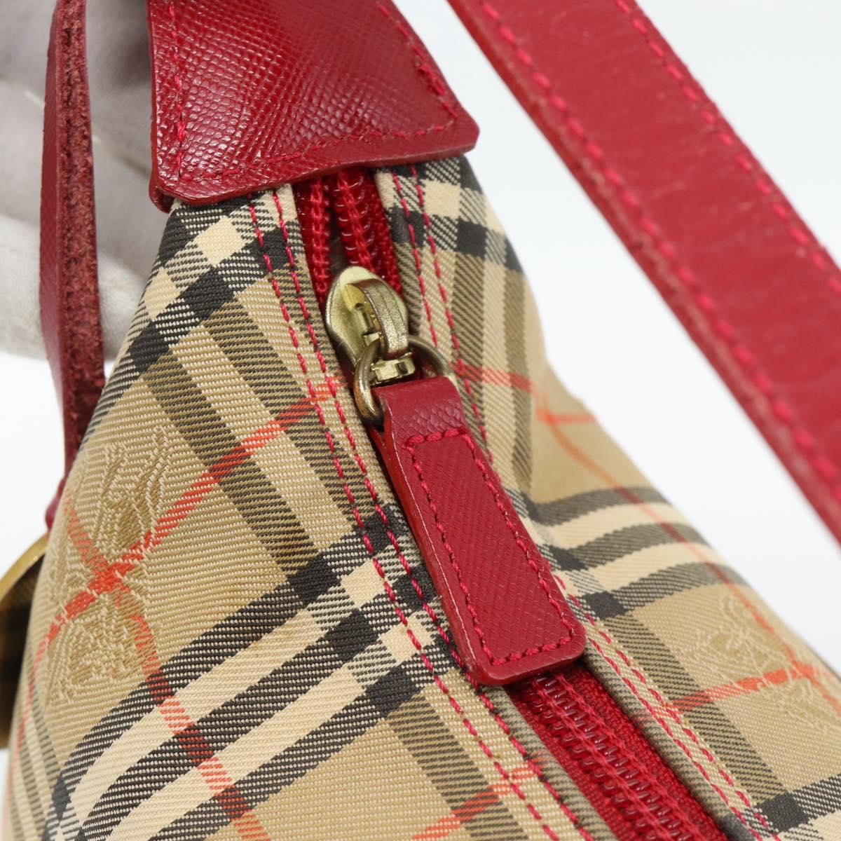 BURBERRY Nova Check Hand Bag Canvas Beige Gold Auth mr2701