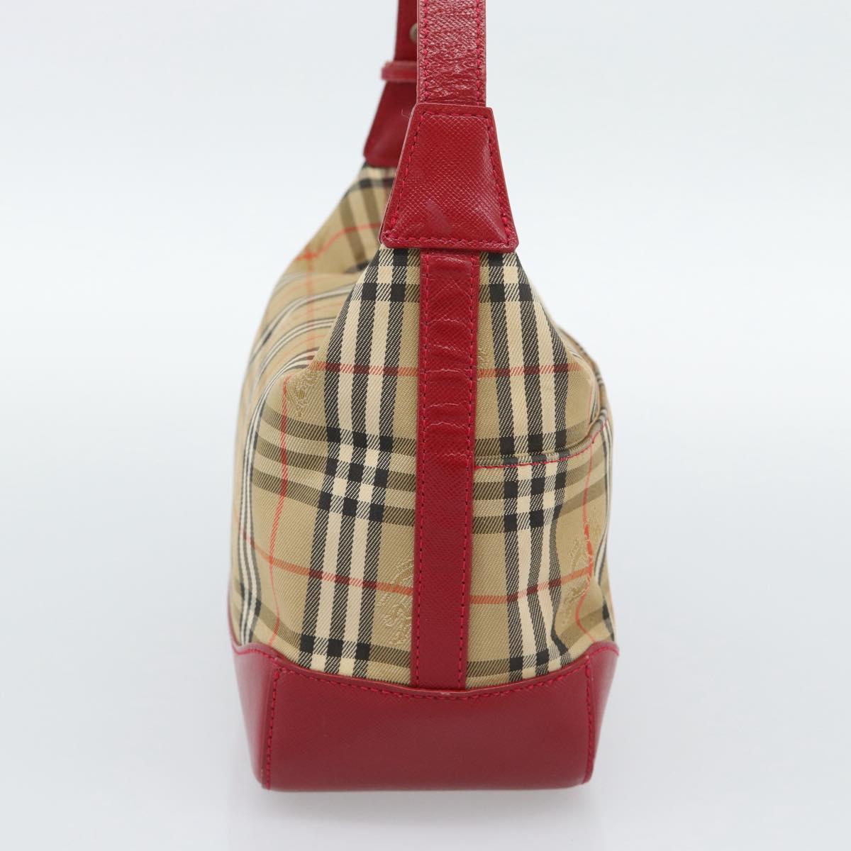 BURBERRY Nova Check Hand Bag Canvas Beige Gold Auth mr2701