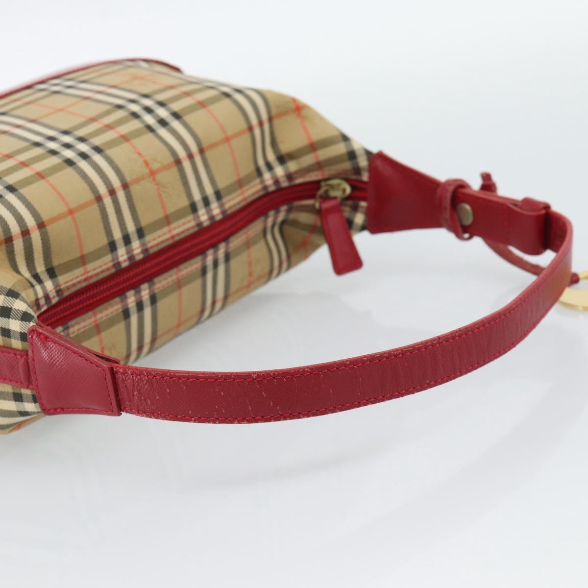 BURBERRY Nova Check Hand Bag Canvas Beige Gold Auth mr2701