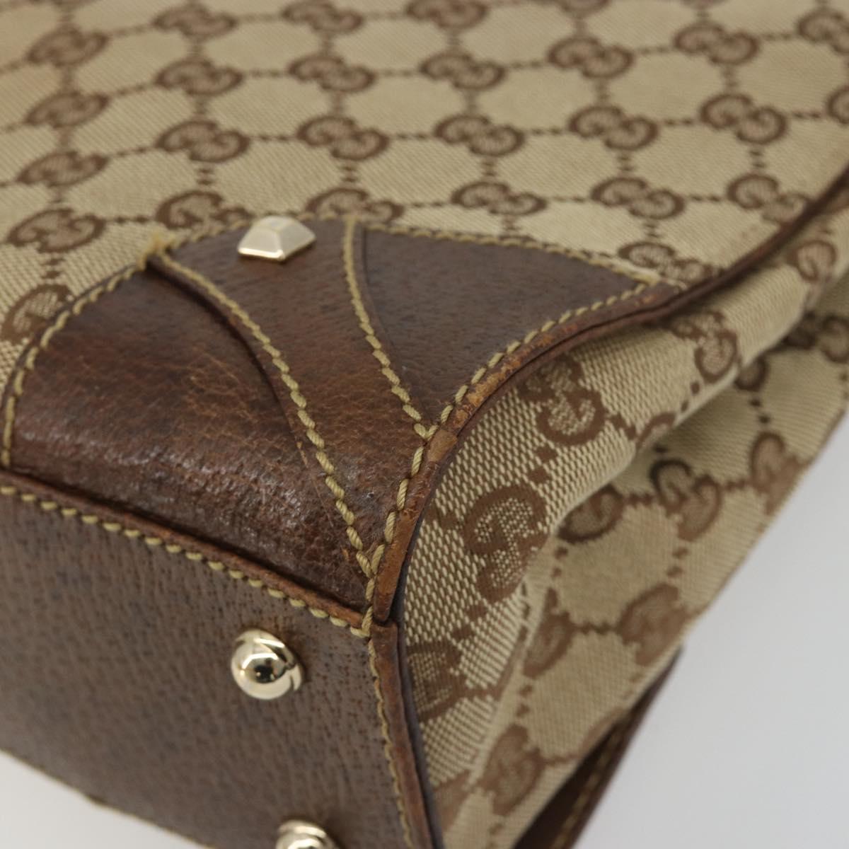 GUCCI GG Canvas Hand Bag Beige Gold 120895 Auth mr2703