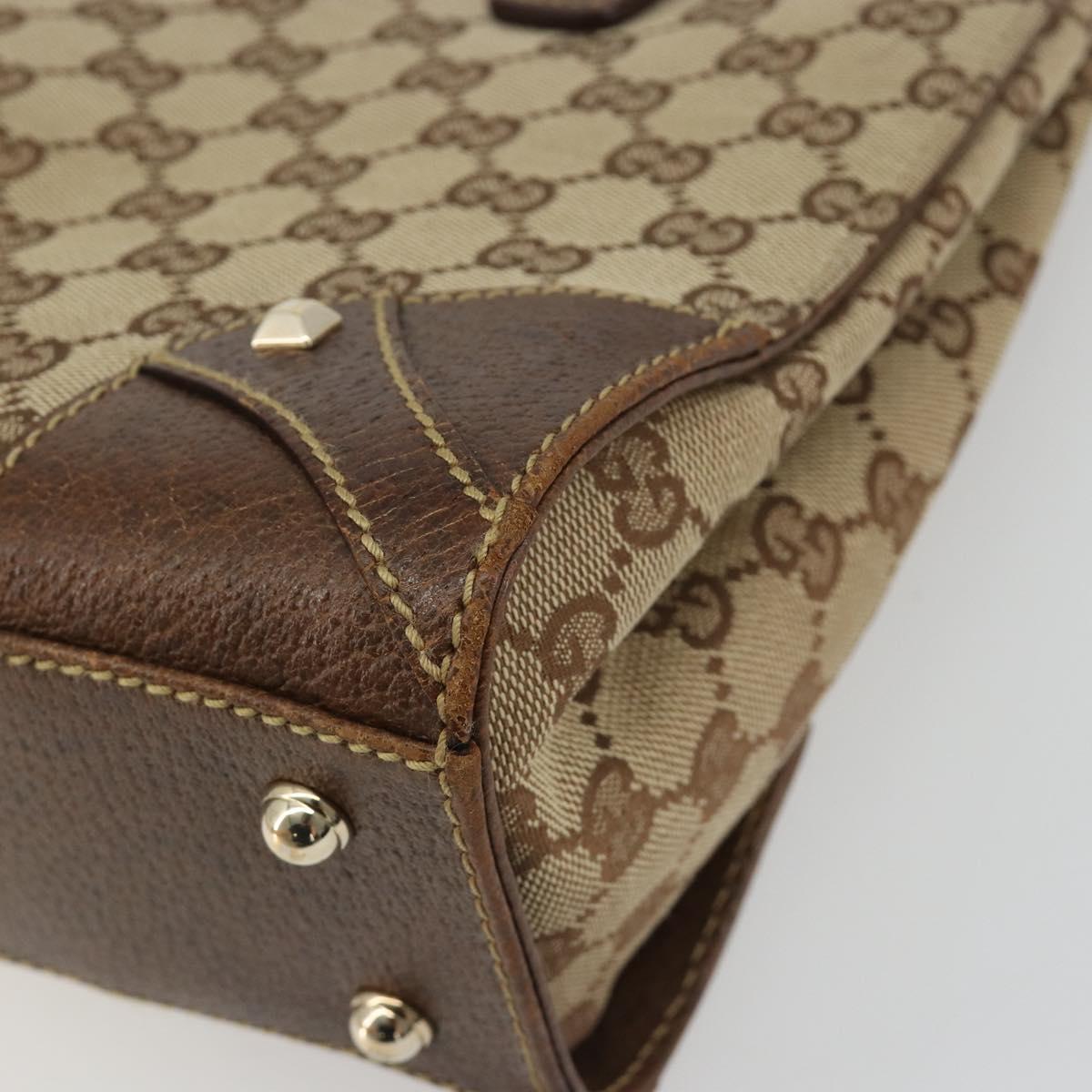 GUCCI GG Canvas Hand Bag Beige Gold 120895 Auth mr2703