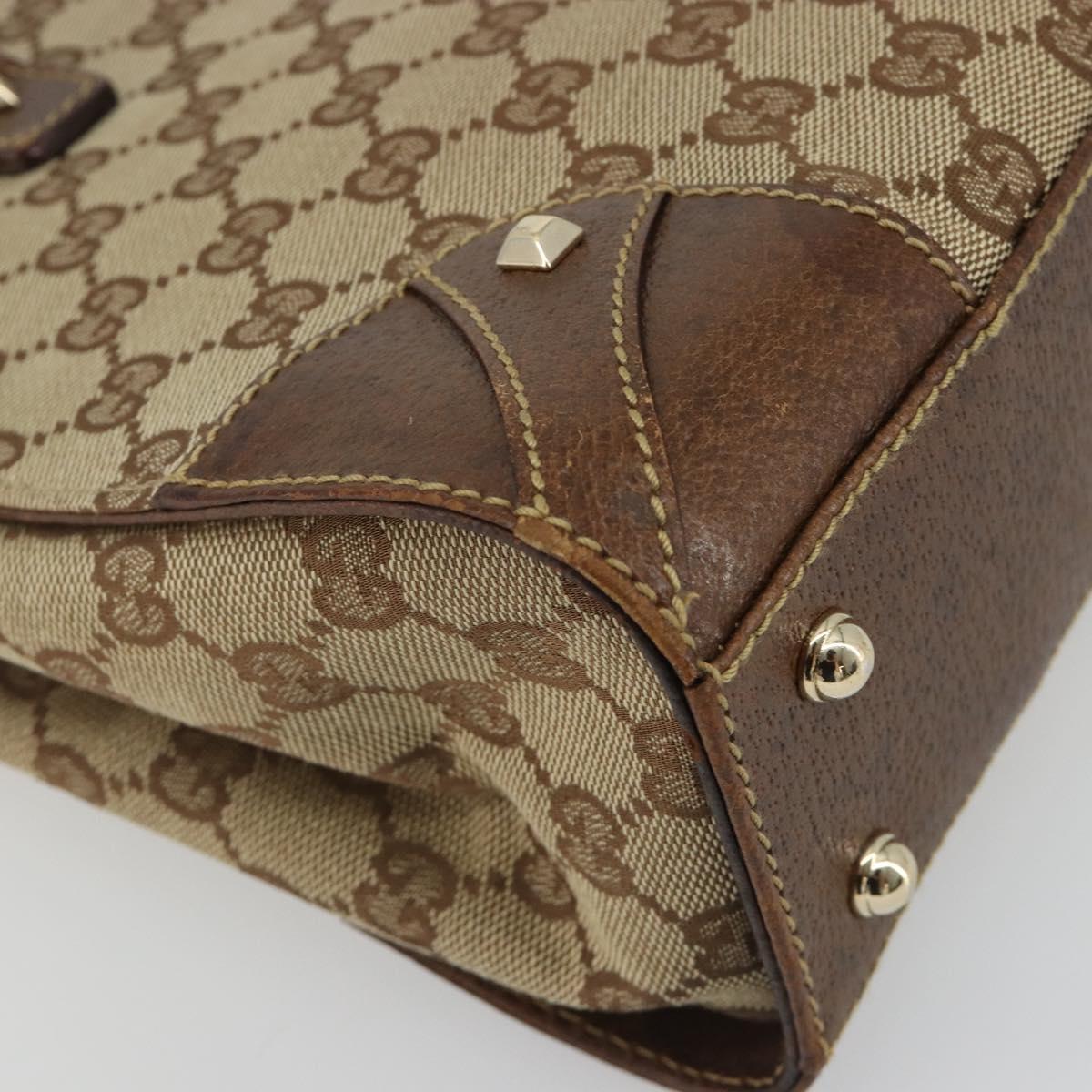 GUCCI GG Canvas Hand Bag Beige Gold 120895 Auth mr2703