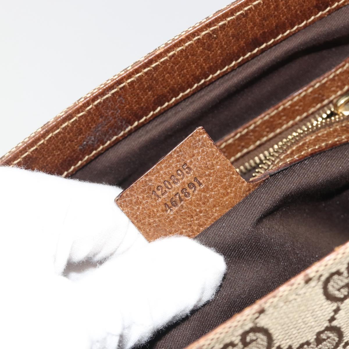 GUCCI GG Canvas Hand Bag Beige Gold 120895 Auth mr2703