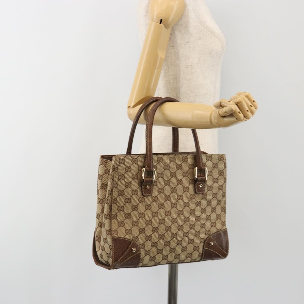GUCCI GG Canvas Hand Bag Beige Gold 120895 Auth mr2703