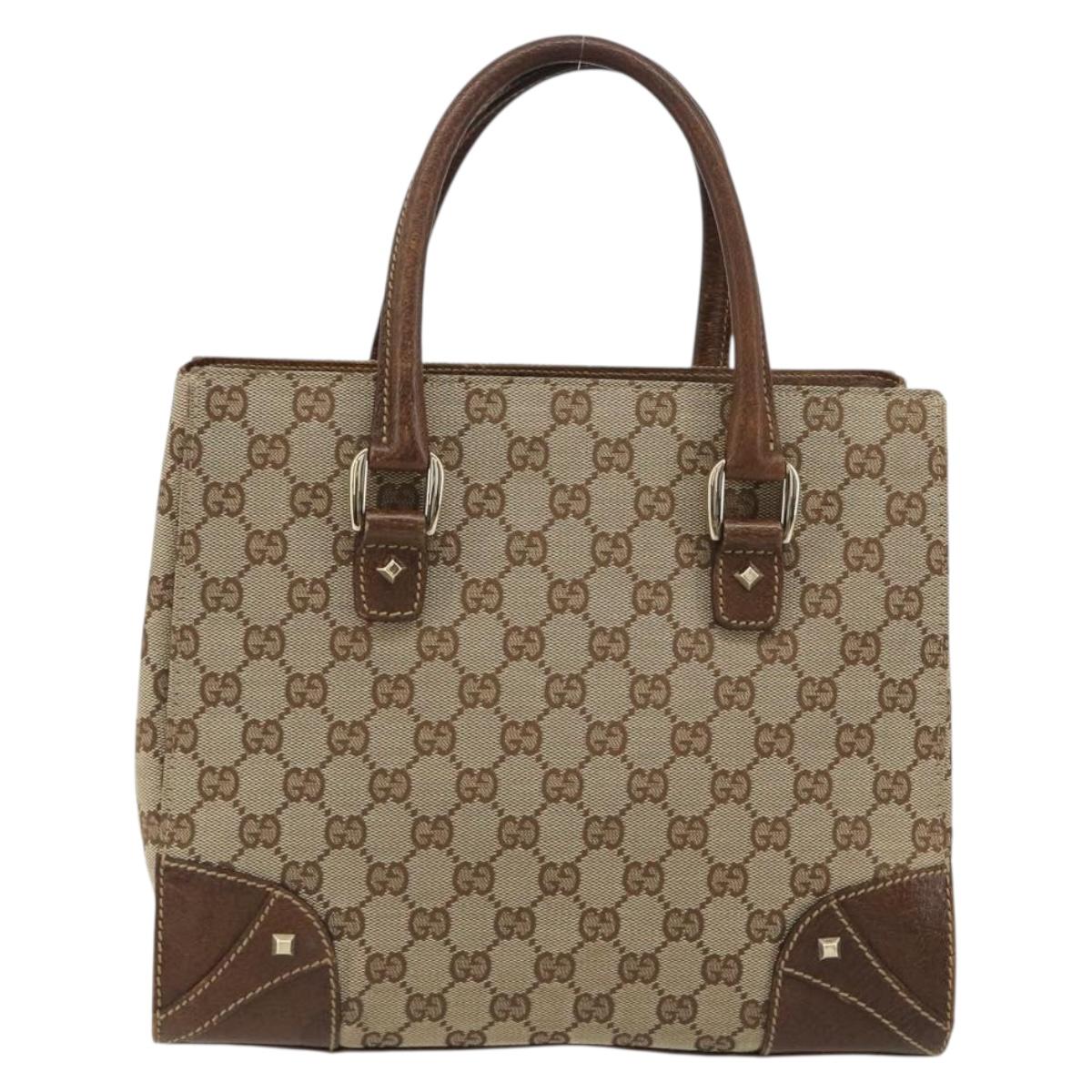 GUCCI GG Canvas Hand Bag Beige Gold 120895 Auth mr2703