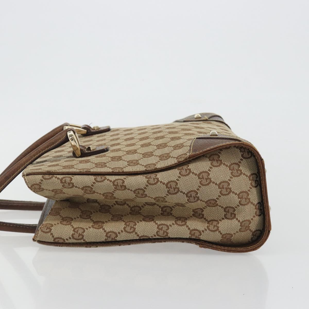 GUCCI GG Canvas Hand Bag Beige Gold 120895 Auth mr2703