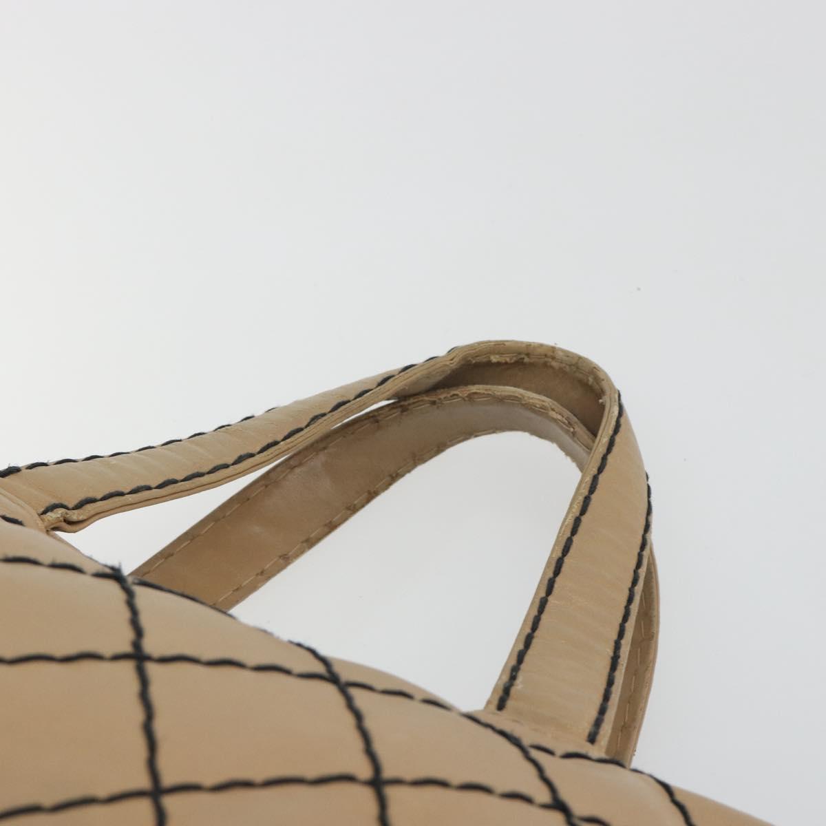 CHANEL Wild Stitch Hand Bag Leather Perfo Beige Gold CC Auth mr2706