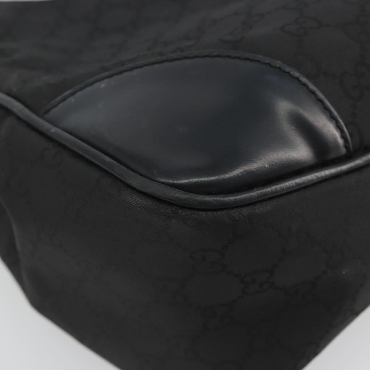 GUCCI GG Canvas Shoulder Bag Nylon Black Gold 257265 Auth mr2707A