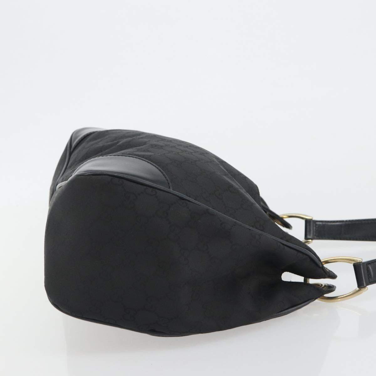GUCCI GG Canvas Shoulder Bag Nylon Black Gold 257265 Auth mr2707A