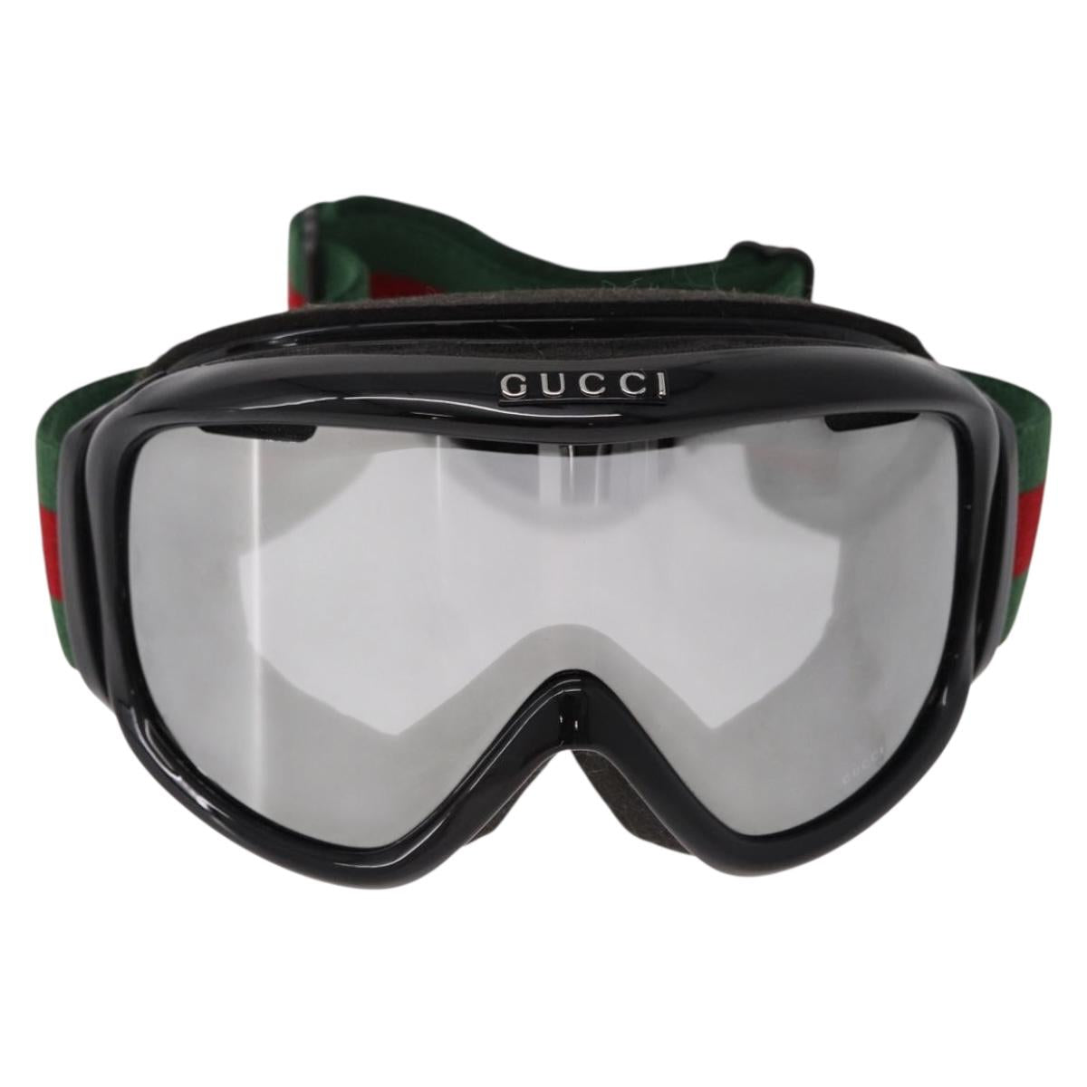 GUCCI Web Sherry Line Ski Goggles plastic Black Auth mr2708