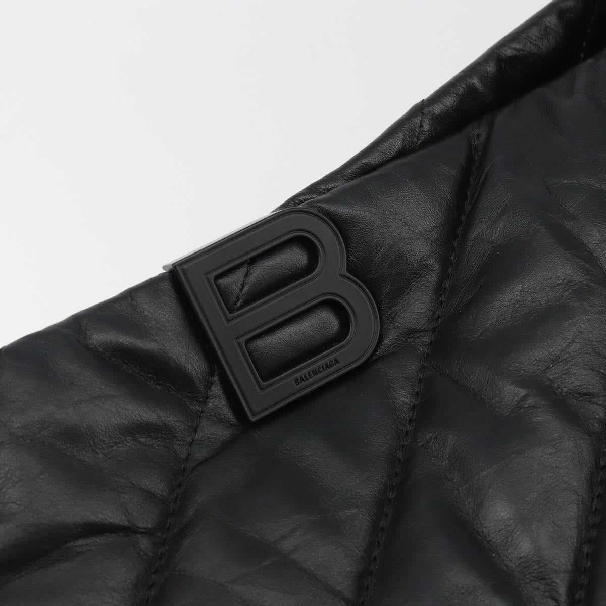 BALENCIAGA Crash Shoulder Bag Leather Black 777856 Auth mr2710V