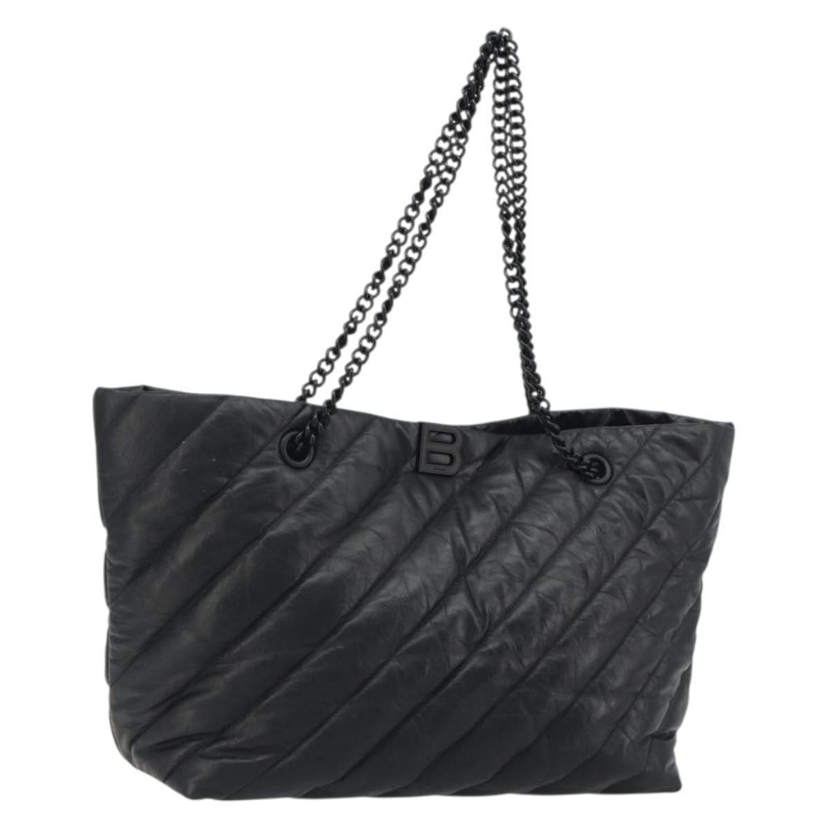 BALENCIAGA Crash Shoulder Bag Leather Black 777856 Auth mr2710V
