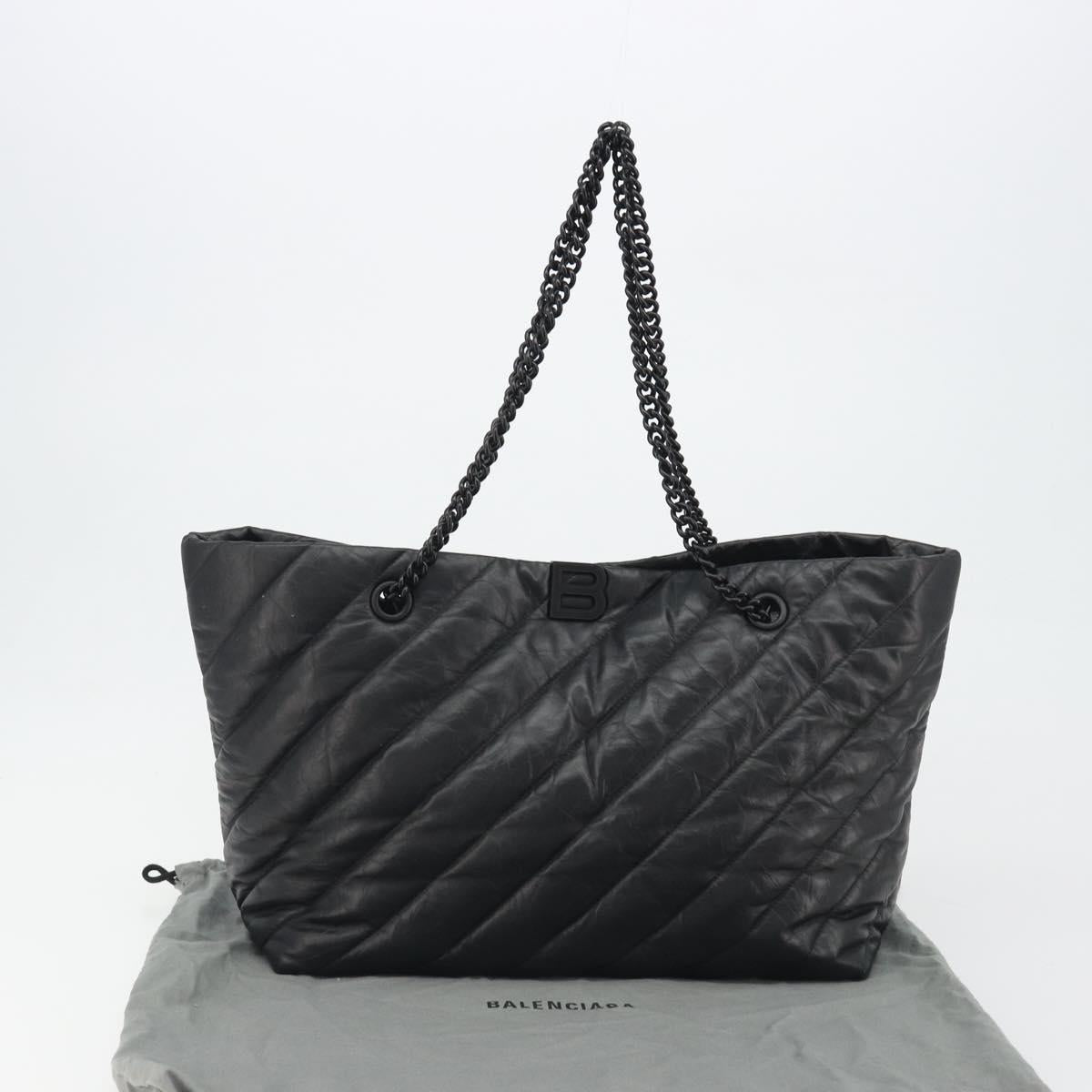 BALENCIAGA Crash Shoulder Bag Leather Black 777856 Auth mr2710V